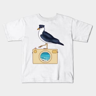 Seagull and her camera Kids T-Shirt